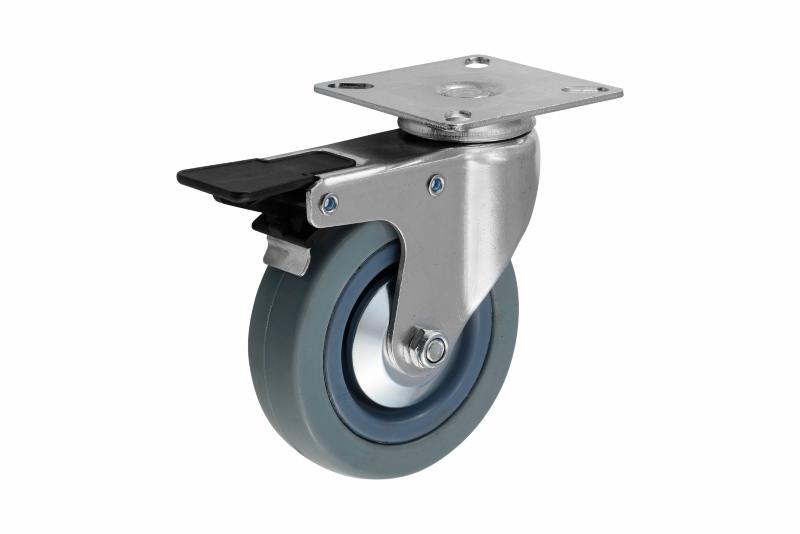 Møbelhjul m/plate Ø100mm Sving+Brems