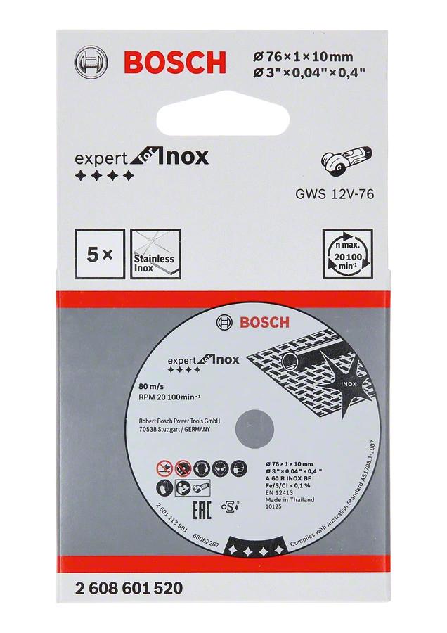 Bosch skjæreskive exp inox 76 x 1 x 10 mm pk. m. 5 stk.