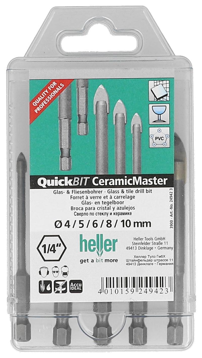 Heller glass- og fliseborsett 4/5/6/8/10mm
