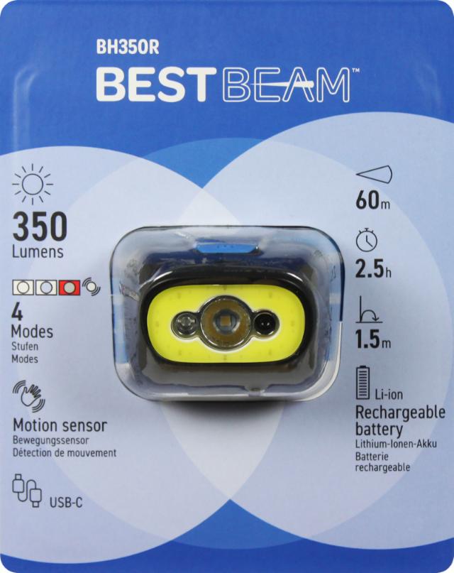 Best Beam BH350R oppladbar hodelykt