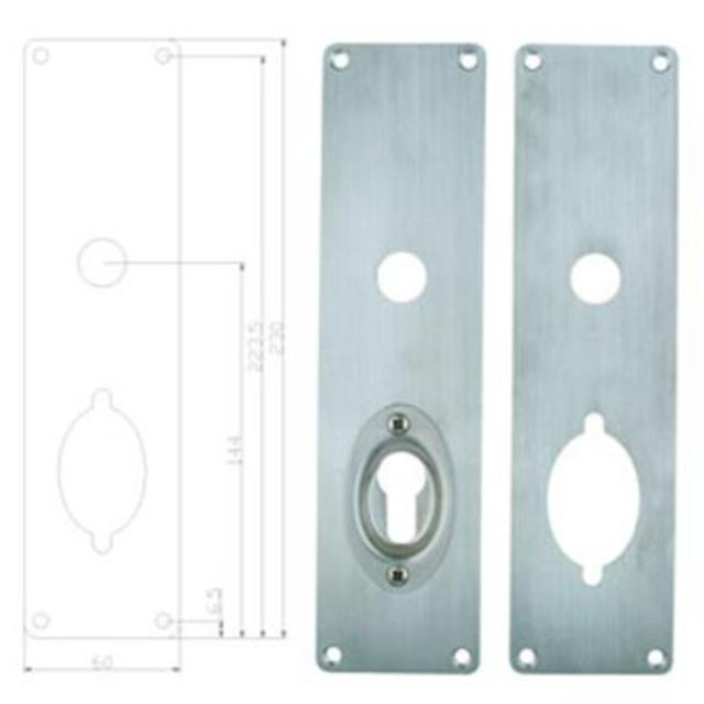 Lockit lang plate 1212 profil cyl. CC70-72mm. Sl. rustfritt