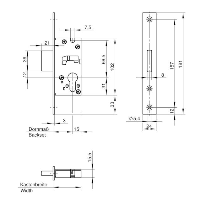 Wilka låsekasse 1439/45 rigel - model 038R
