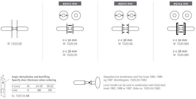 Randi dørhåndtak 102000AB U-form 19mm m/ rosett (34-58mm)