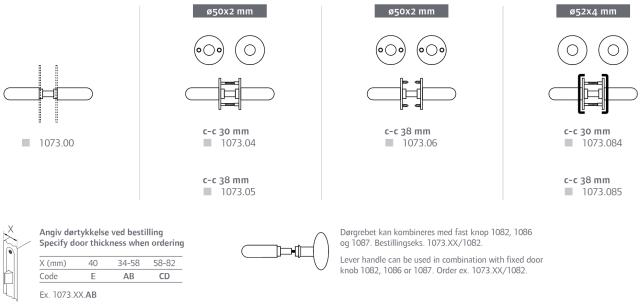 Randi Komé dørhåndtak 107300AB 19mm m/rosett, sett