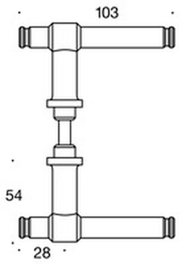 Randi dørhåndtak P301195AB H-form ø14mm CC38, mål.