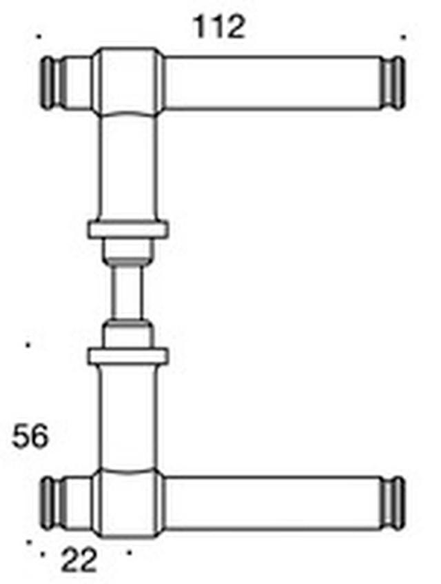 Randi dørhåndtak P301495AB H-form ø16mm CC38, mål.