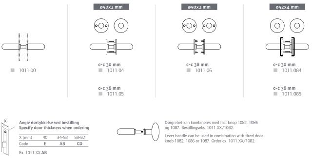 Randi dørhåndtak 101106AB 16mm solid rosett CC38, treskruer