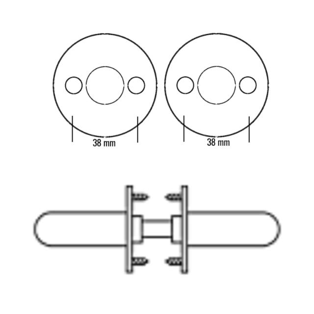 Randi dørhåndtak 101106AB 16mm solid rosett CC38, treskruer