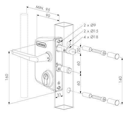 Locinox Port Lock-boks 40 mm firkantrør