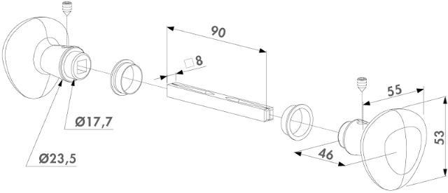 Locinox rundt håndtak, 3006R, alu