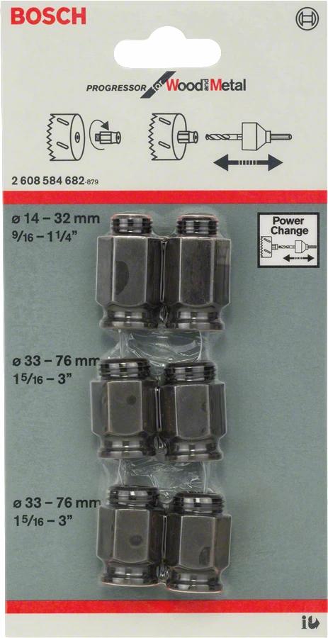 Bosch adaptersett for hullsager, 6 deler