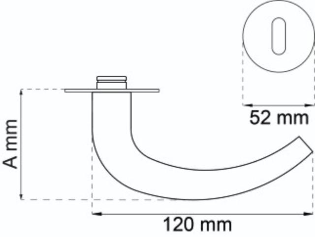 DØRHÅNDTAK KOUPE FORM 19MM RUSTFRI 