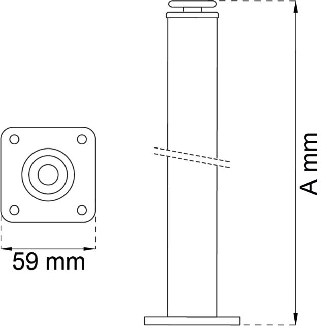 BORDBEN Ø 30 X 200MM HVIT LP