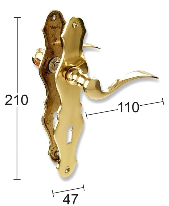 DØRHÅNDTAK INNVENDIG MED LANG PLATE MESSING 