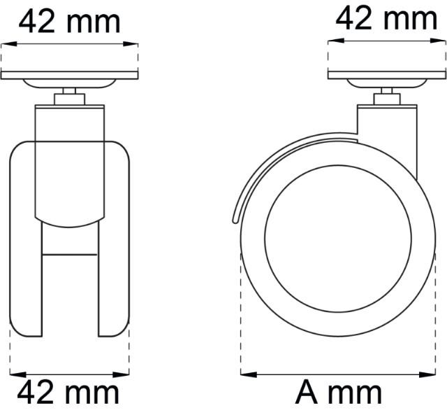 MØBELHJUL SORT NYLON 4 STK