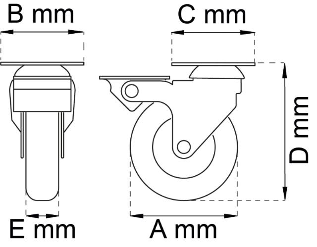 MØBLER HJUL SWIVEL M STOP 75MM LP