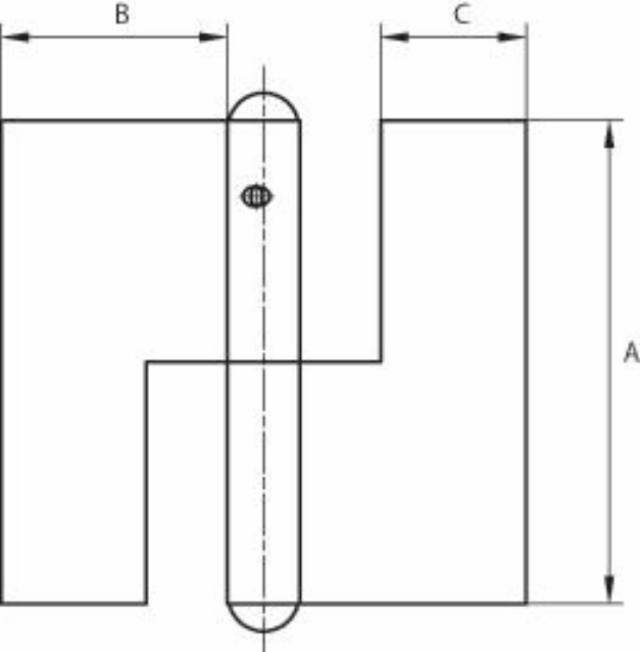 LETT DØRHENGSEL 109X38 MM Fosfat Hvit Høyre