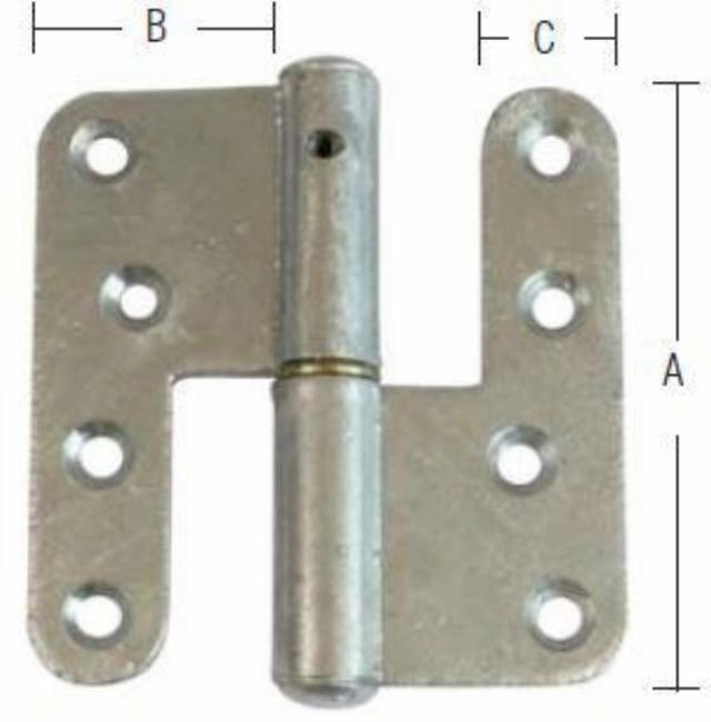 HEAVY DUTY DØRHENGSEL 123X45MM Varmgalvanisert Høyre