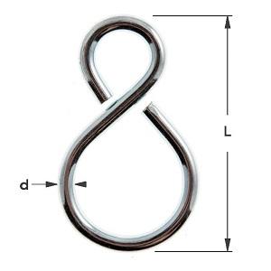 S-Hook 1003 A-symmetrisk lukket Ni 18x1,7mm