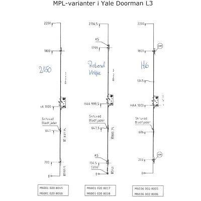 Yale Doorman L3 MPL låsekasse, 2200 mm (FIX2150) V