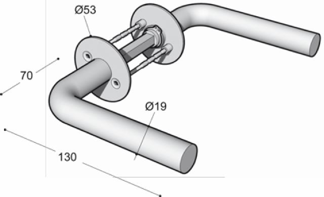 Ruko-Line Dørhåndtak L-form 19 mm - m/rosett D:32-85mm