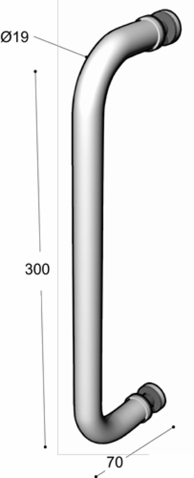 Ruko-Line Dørhåndtak rett 19x300 mm enkelt