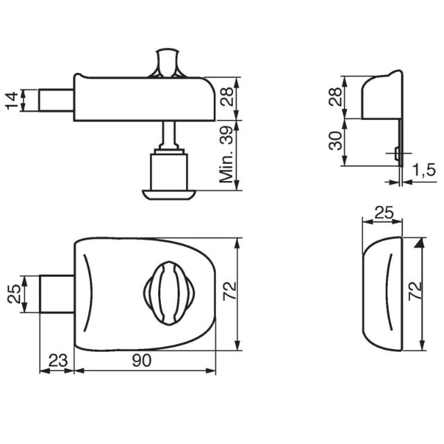 Ruko bokslås RB2622 V UD Sort/Kr