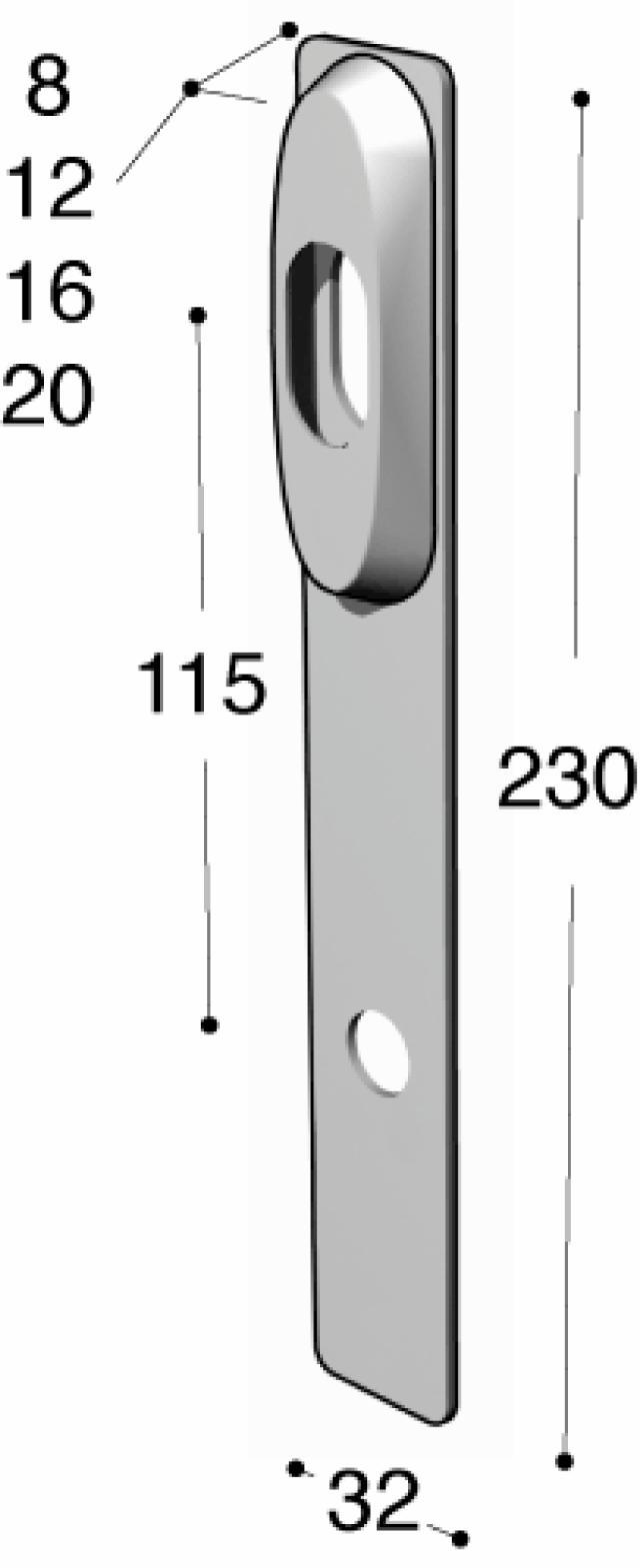 Ruko-Line smalprofil lang plateforlengelse, cyl/grep 8mm cc115mm