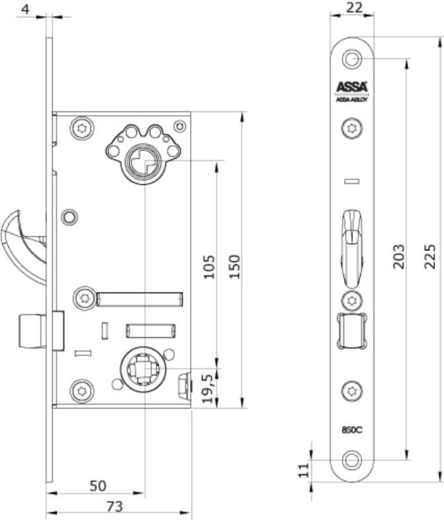 Abloy motorlås 850C, dor 50 mm, Hi-O (968891)