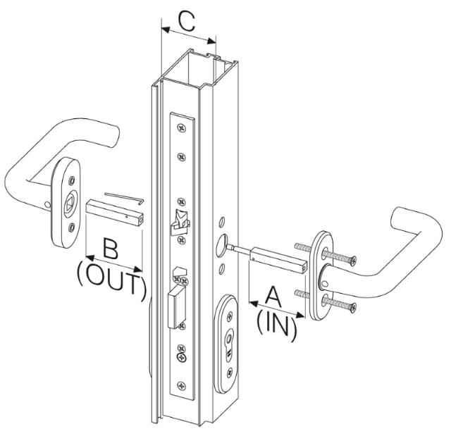 Abloy håndtaksstift EA288 for EL480/EL580 dør. 80-120 mm