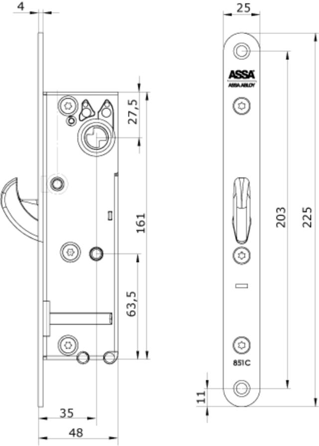 Abloy motorlås 851C, dor 35 mm, Hi-O, komplett (968902)