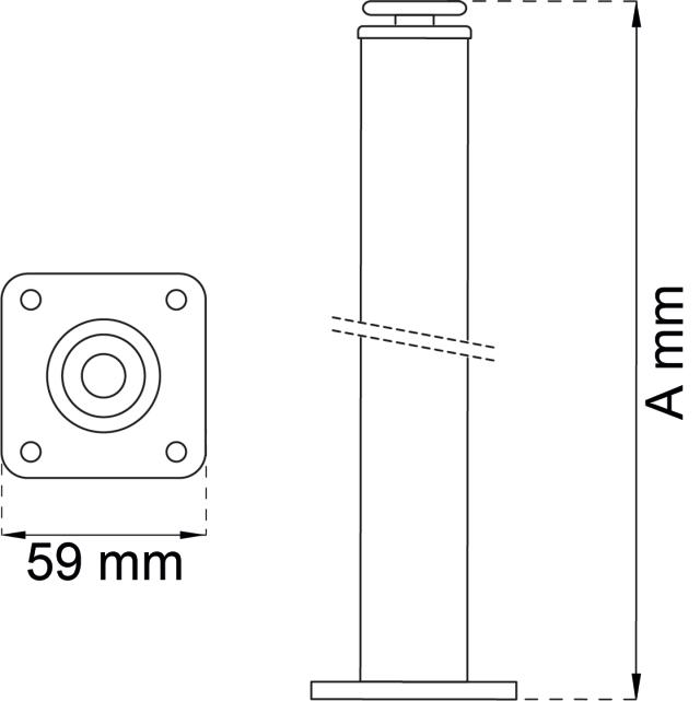 BORDBEN Ø 30 X 100MM HVIT LP