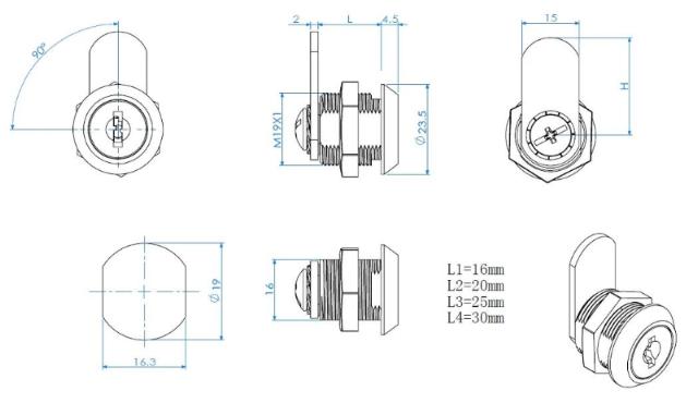 Siso 1900 Skaplås 20 mm enkeltbryter D20
