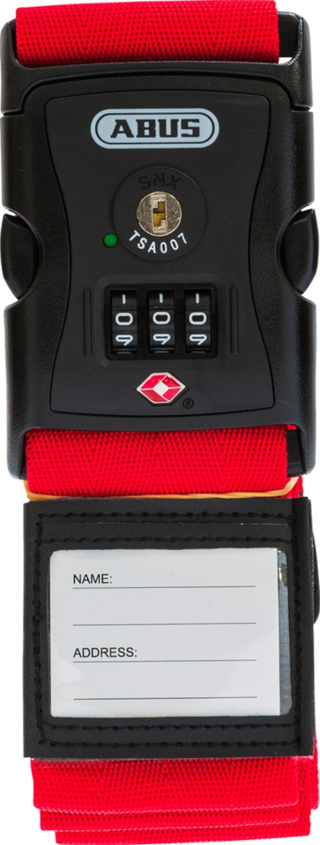 ABUS koffertstropp med kodelås og TSA Rød